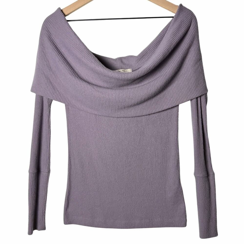Free People Snowbunny Top Sweater Off Shoulder Purple Smoke Women's size M